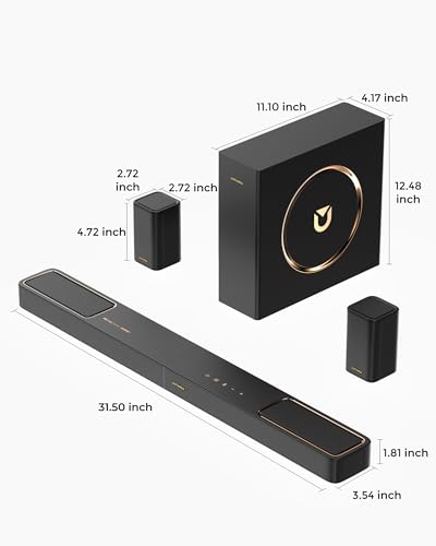 ULTIMEA 5.1.2ch Sound Bar with Dolby Atmos, Surround Sound System for TV with 2 Surround Speakers, Sound Bar for Smart TV