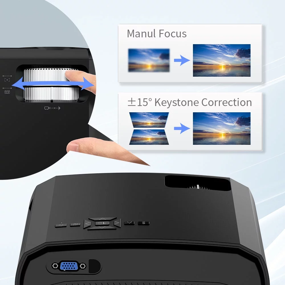 WEWATCH 230ANSI 15000 Lumens Outdoor Projector with 5G WiFi Bluetooth, 100% Zoom & Keystone Correction 1080P Projector