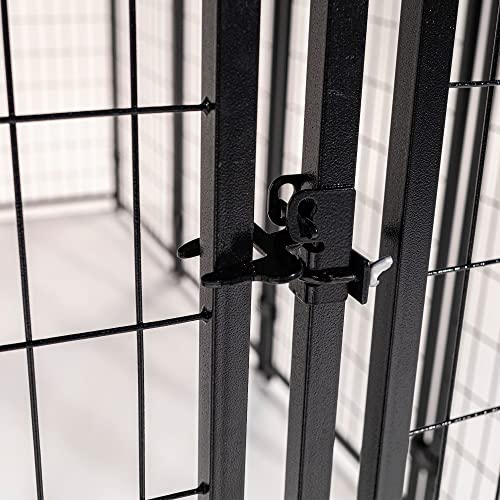 Stay Series 4 by 4 by 4.3 Feet Studio Jr. Black Powder Coat Steel Frame Outdoor Dog Kennel with Waterproof Canopy Roof and Gate Door, Khaki