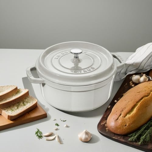 STAUB Cast Iron Dutch Oven 5.5-qt Round Cocotte, Made in France, Serves 5-6, Black Matte