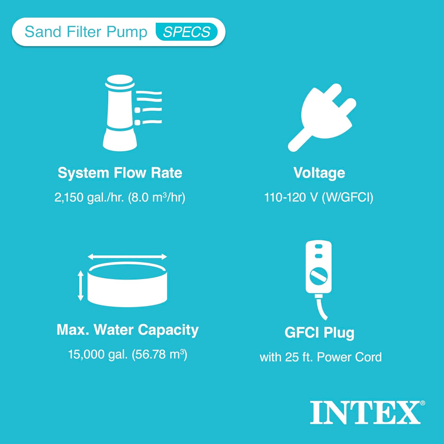 Intex Krystal Clear 2150 GPH Sand Filter Pump & Saltwater System with E.C.O. (Electrocatalytic Oxidation) for Above Ground Pools, 110-120V with GFCI