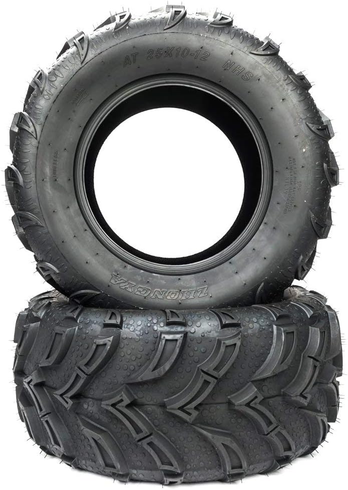 Set of 2 ATV/UTV Tubeless Tires 25x10-12 25-10-12 6PR All-Terrain Tires 25x10-12 LRC ATV utv Tires