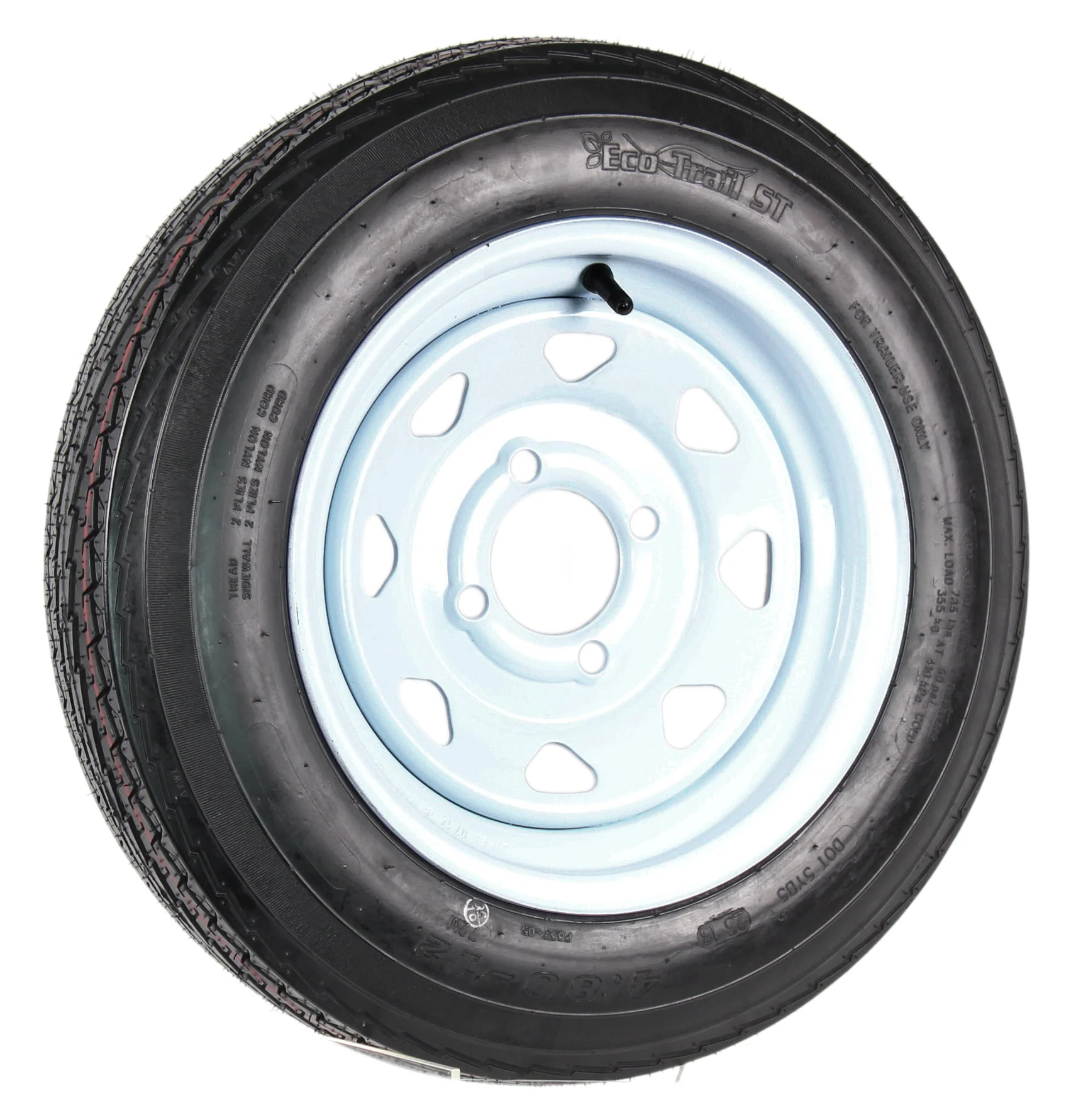 2-Pack Trailer Tire On Rim 4.80-12 12 in. Load C 4 Lug White Spoke Wheel