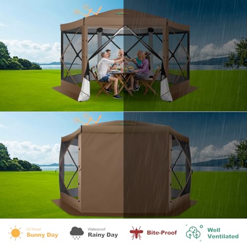 COBIZI 12x12ft Pop up Gazebo Screen Tent Screen House for Camping, Camping Outdoor Screened Gazebo, Canopy Tent