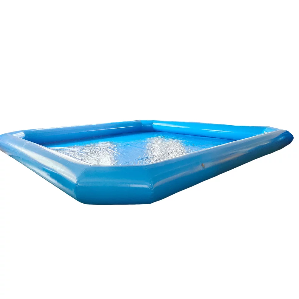 INTBUYING Large Inflatable Swimming Pool PVC Square Pool 23x23x1.8ft with 110V Blower for Summer Fun