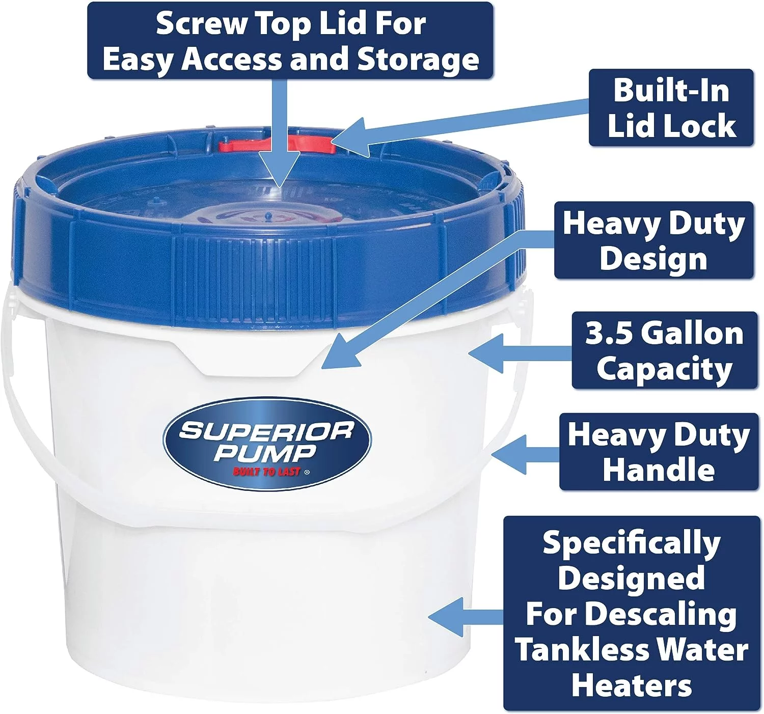 Superior Pump 91660 Tankless Water Heater Descaler Water Utility Sump Pump Kit, White
