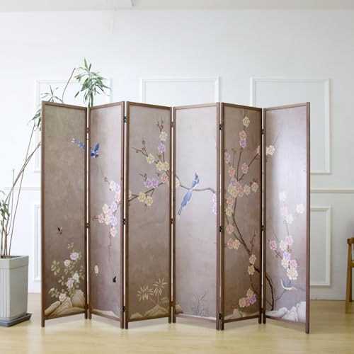 6 Panel Room Divider Screen,Double Faced Room Divider Folding Wall Divider for Room Separation,Mountains and Waters Landscape,67" H x 94.5" W