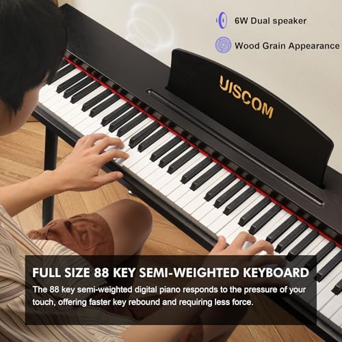 Digital Piano Keyboard for Beginners,Full Size 88 Key Semi-Weighted Keyboard Electric Piano with Stand,Power Adapter,Sheet Music Stand,Pedal