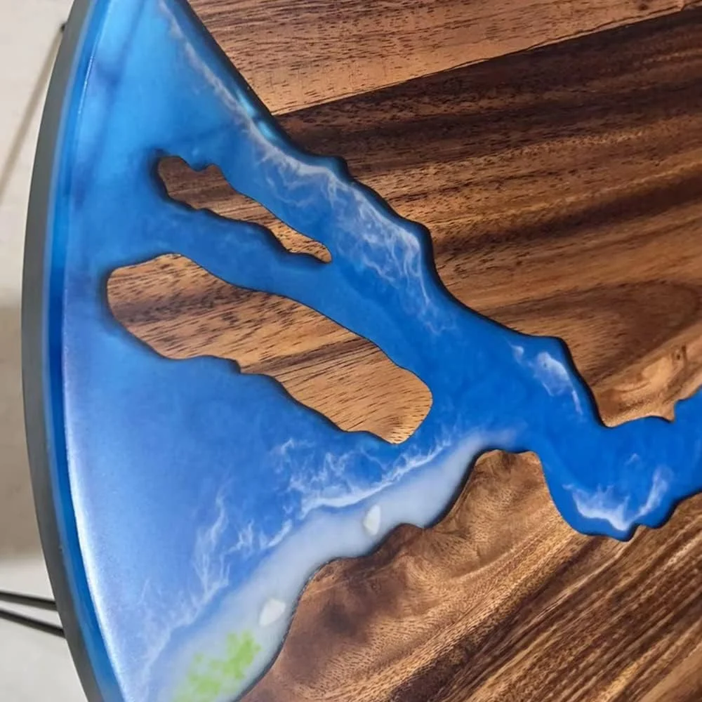 Round Coffee Table Pure Handmade Teak Wood Resin Furniture For Home Decor, Teak Resin Coffee Round Table, Round Kitchen Table, For Home, Balcony