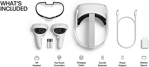 Oculus Quest 2 Advanced All-in-One Virtual Reality Gmaing VR Headset 128GB Set, White (Renewed)