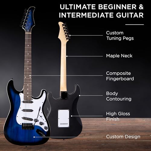 Best Choice Products 39in Full Size Beginner Electric Guitar Starter Kit w/Case, Strap, 10W Amp, Strings, Pick, Tremolo Bar - Sunburst