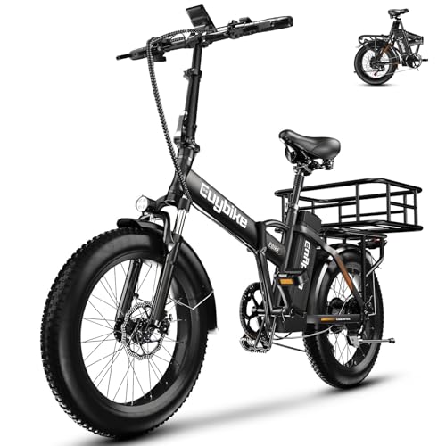 1000W Folding Electric Bike,48V 20AH Removable Battery E Bike,30+MPH,80 Miles Max Range Electric Bike for Adults,20" Fat Tire Foldable ebike
