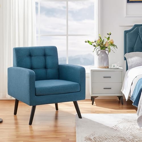 Yaheetech Mid-Century Accent Chairs, PU Leather Modern Upholstered Living Room Chair