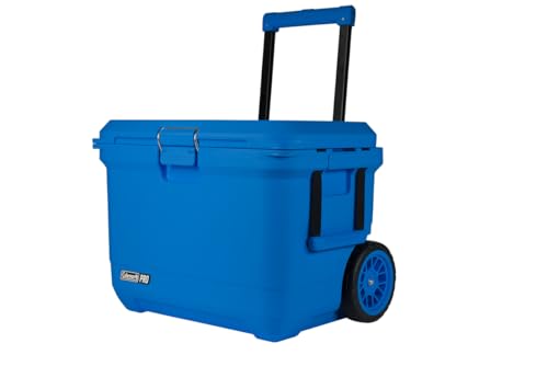Coleman Pro 55qt Wheeled Ultra-Light Premium Hard Cooler, Extra-Thick Insulation Keeps Ice up to 5 Days, 92-Can Capacity, Heavy-Duty Wheels