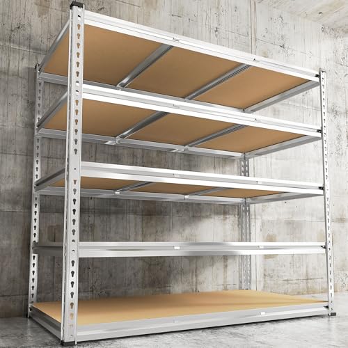 REIBII 48" W Garage Shelving Heavy Duty 3020LBS Storage Shelves 5 Tier Heavy Duty Shelving Adjustable Garage Shelves for Basement, Warehouse