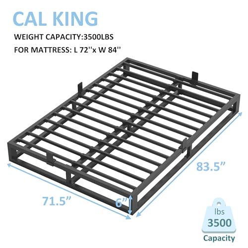 6 Inch Queen Bed Frame with Steel Slat Support, Low Profile Queen Metal Platform Bed Frame Support Mattress Foundation