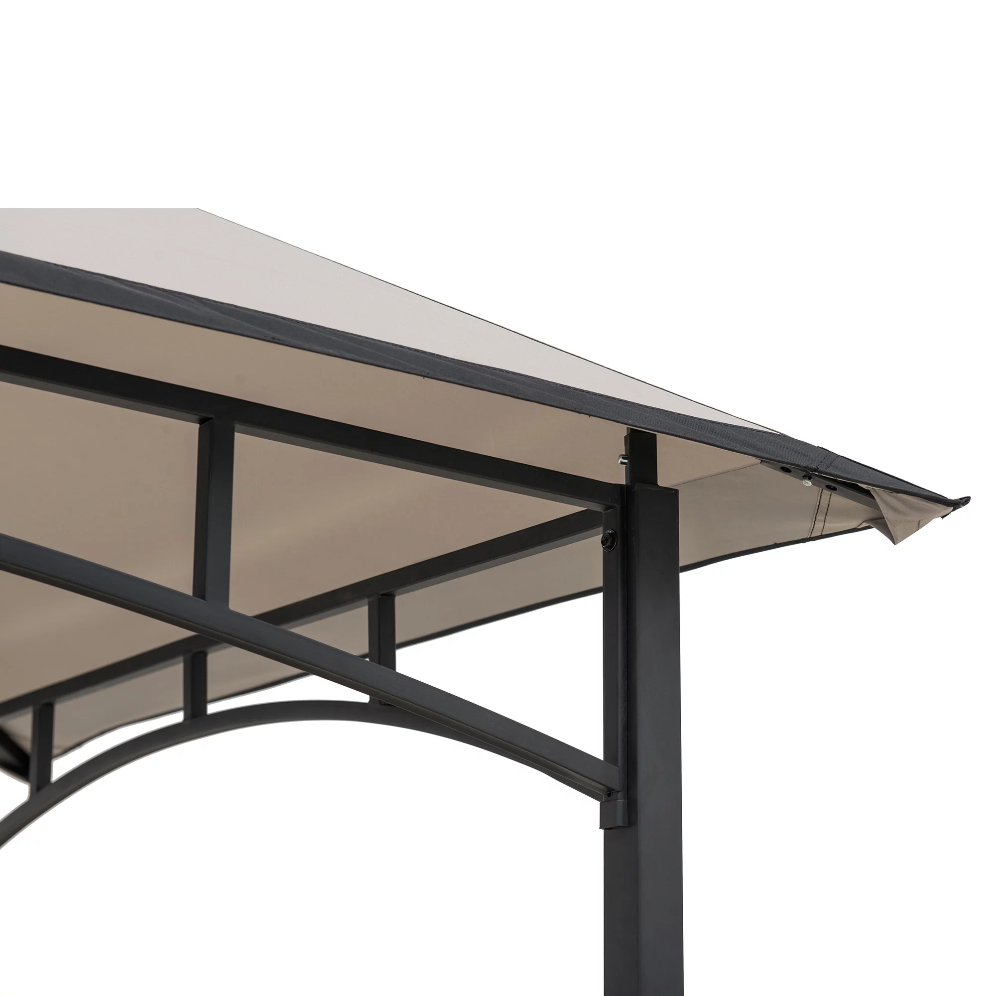 Sunjoy 5 x 8 ft Black Steel Frame Double Tiered Canopy Grill Gazebo for Outdoor, Patio, Garden, and Backyard Activities,Gray and Black
