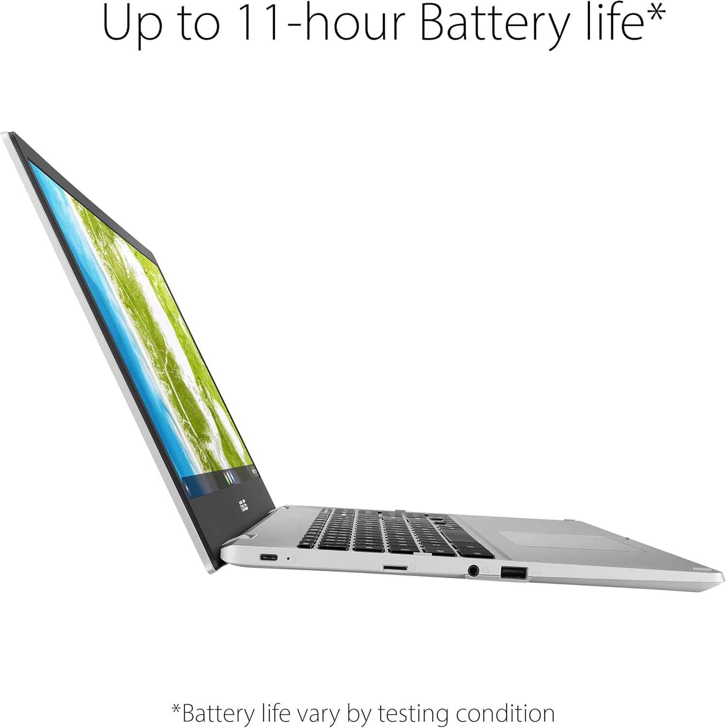 ASUS Chromebook CX1, 15.6" Full HD NanoEdge Display, Intel Celeron N4500 Processor, 64GB eMMC Storage, 4GB RAM, Chrome OS, Transparent Silver