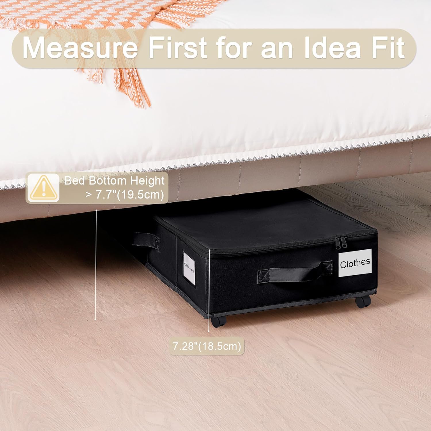 Under Bed Storage with Wheels, 2 Pack Under Bed Storage Containers with Label Holders for Clothes, Shoes and Blankets