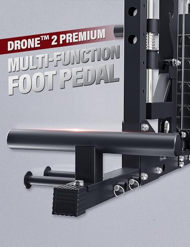 Major Fitness Drone2 Advanced Training Smith Machines– All-in-One Home Gym Squat Rack with Aluminum Pulley Set , Weight Bar