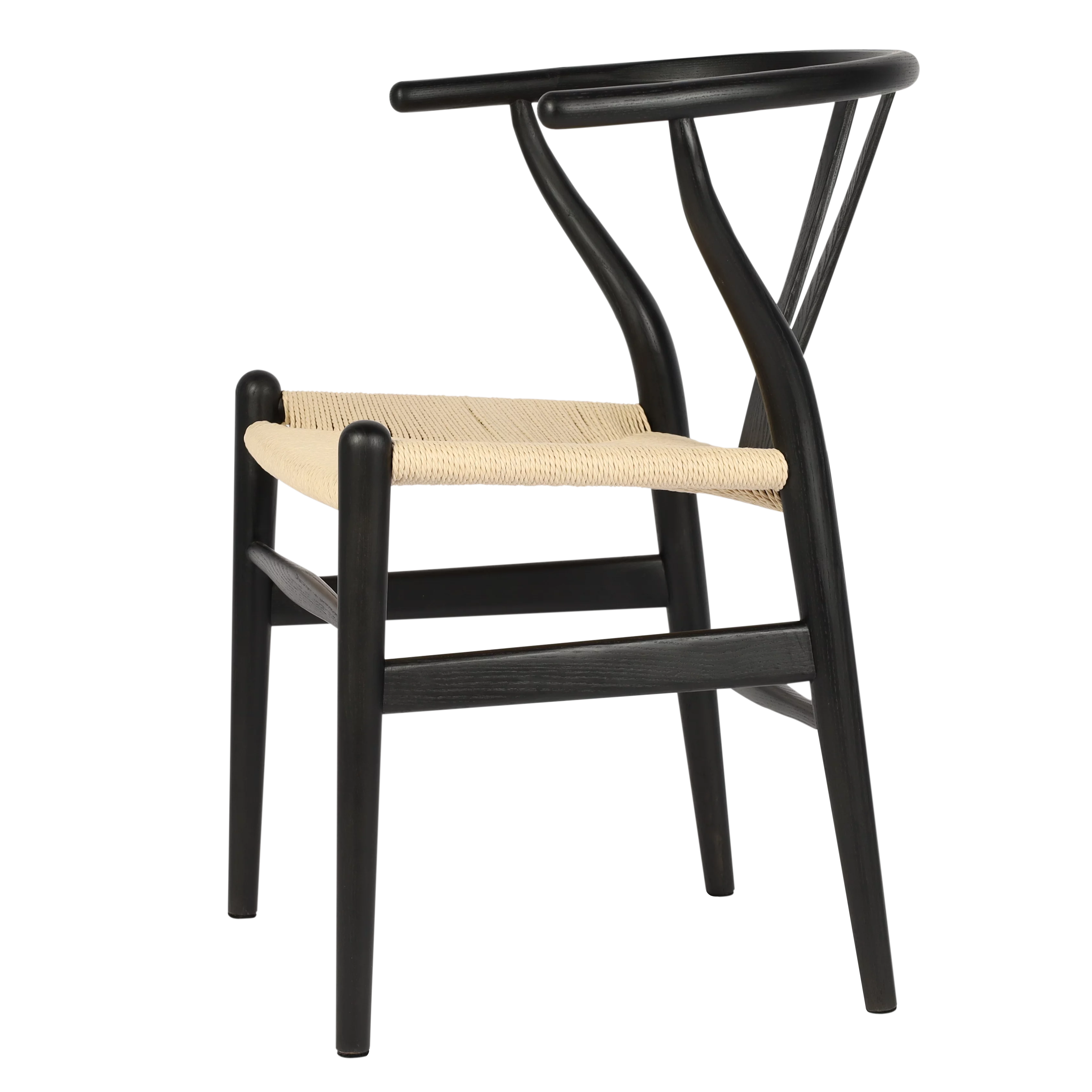 Tomile Dining Chair, Wishbone Chair Mid-Century Solid Wood Y Chair, Rattan Armchair (Ash Wood - Black with Natural Seat) - Radiant Selections