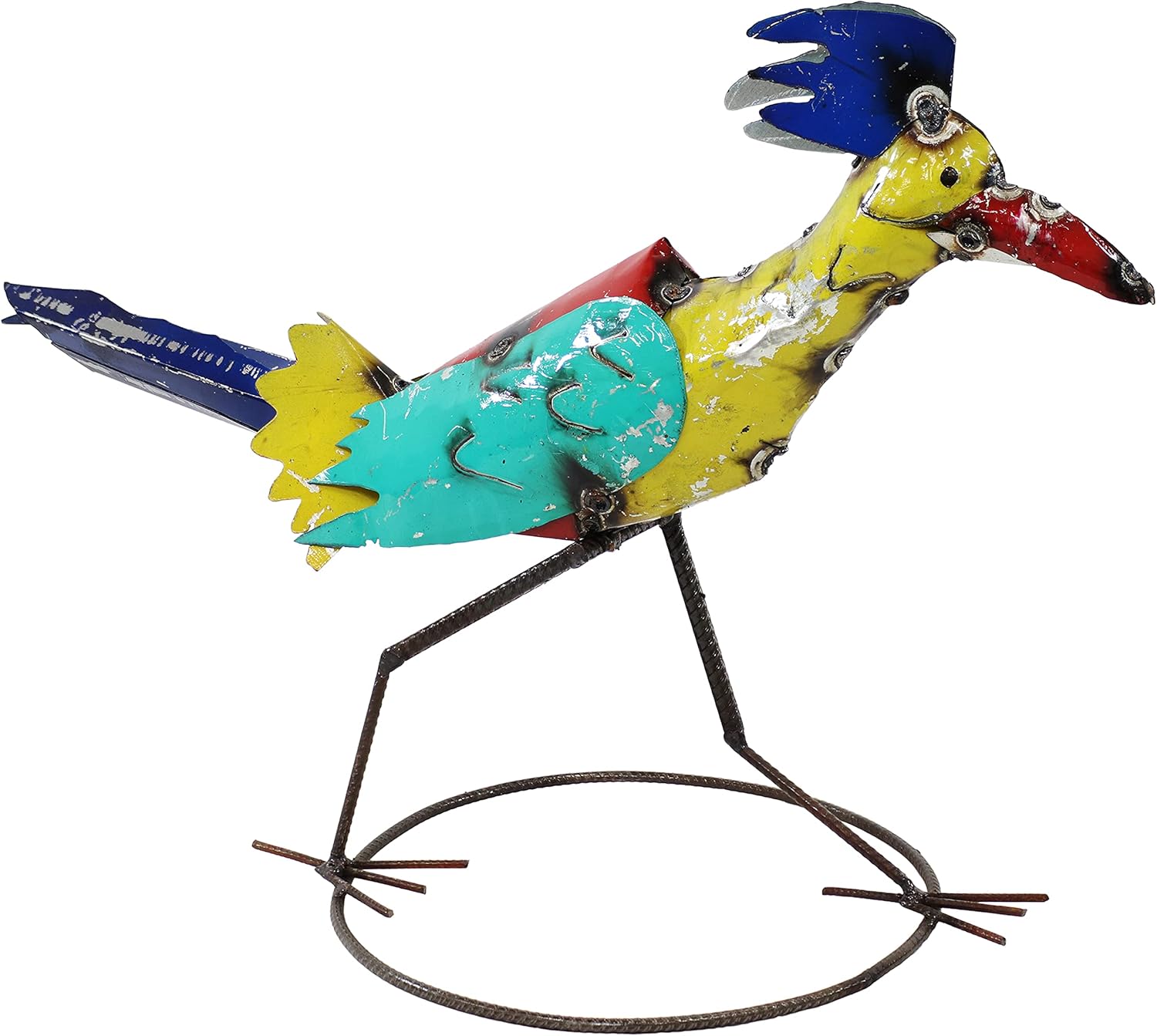 Sunnydaze Rustic Indoor/Outdoor Roadrunner Metal Art Statue - Hand-Painted Sculpture for Garden, Lawn, Landscape and Home