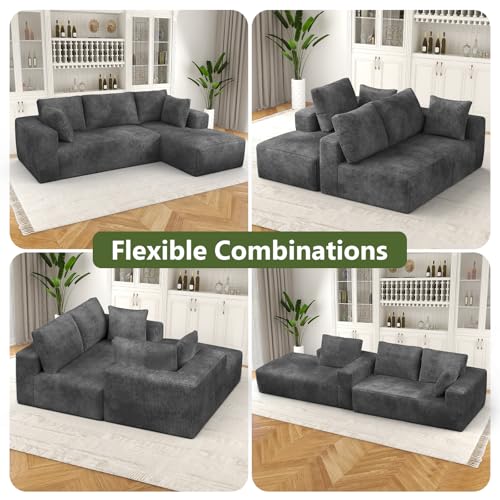 108" Modular Sectional Sofa with L-Shape Chaise, Upholstered Couches for Living Room with Deep Seat, No Assembly Required