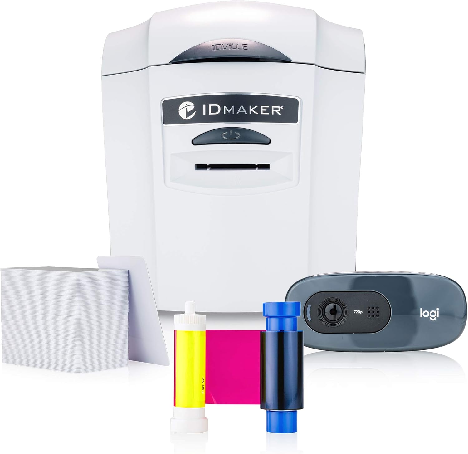 ID Maker Card Printer Machine & Supply Kit for Badge Printing - Print Professional Quality 1 Sided Identification Badges - IDMaker Software