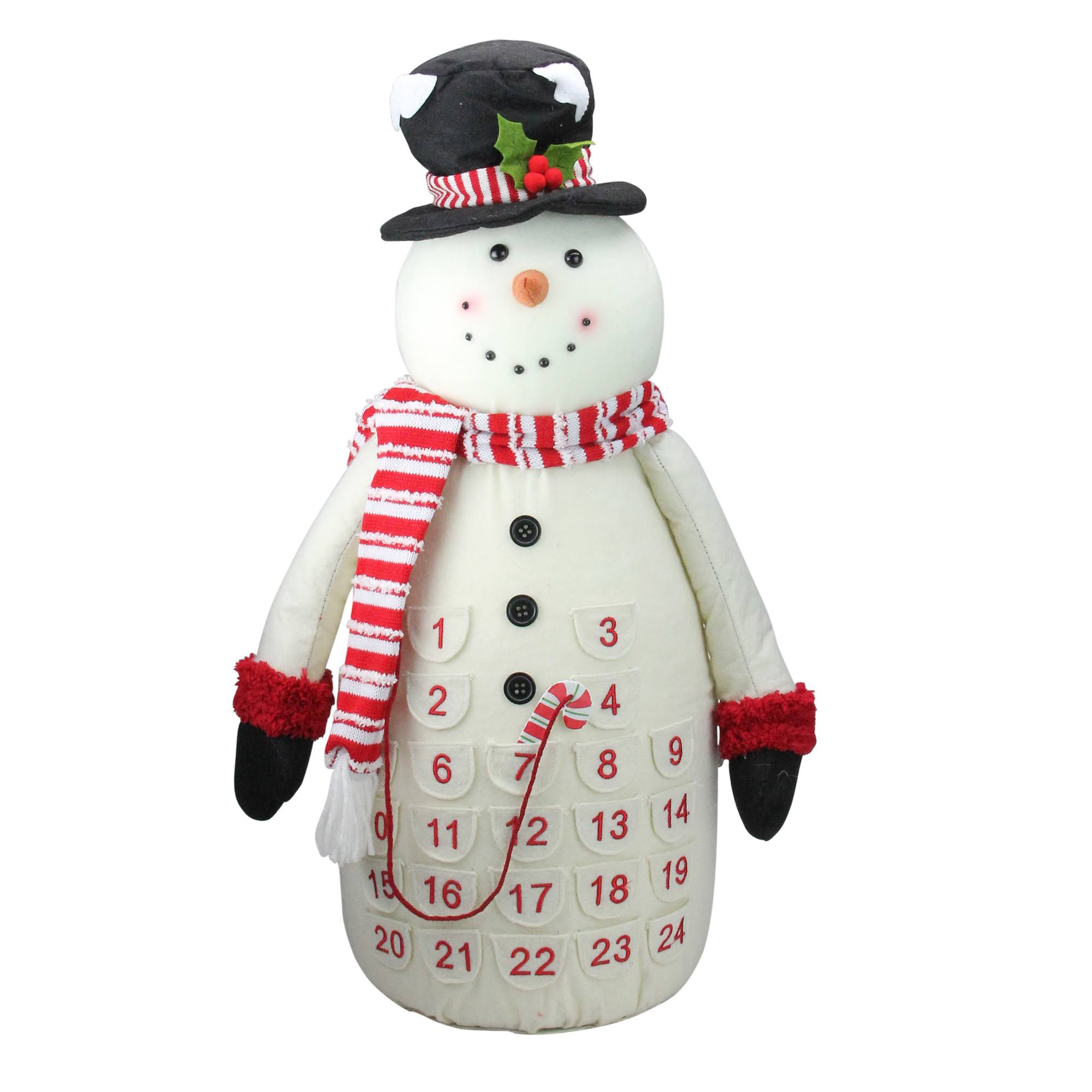 24.5x22 Red and White Plush Snowman Christmas Countdown Tabletop Figure