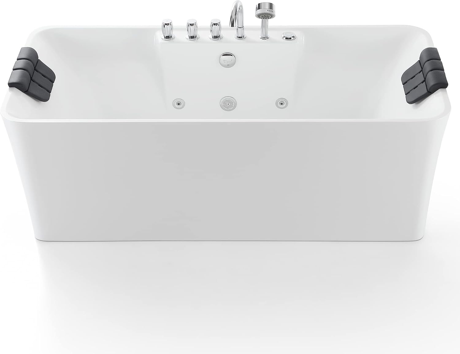 Empava 67 Inch Freestanding Whirlpool Bathtub with 8 Jets Luxury Acrylic Massage SPA Soaking Bath Tub Double Ended, White