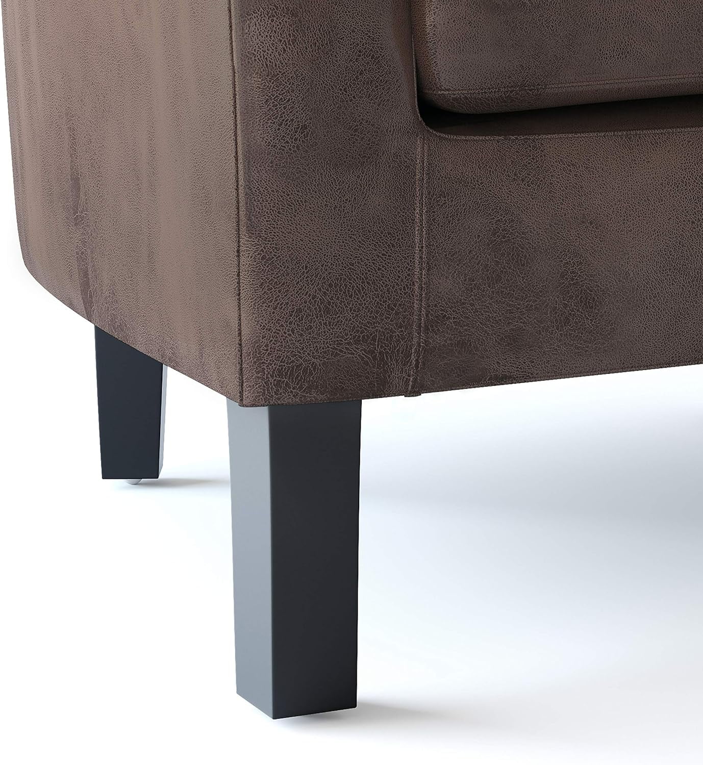 Austin 30 Inch Wide Contemporary Tub Chair In Faux Air Leather In Distressed Brown, With High Density Foam, SOLID WOOD Legs, Simple Assembly