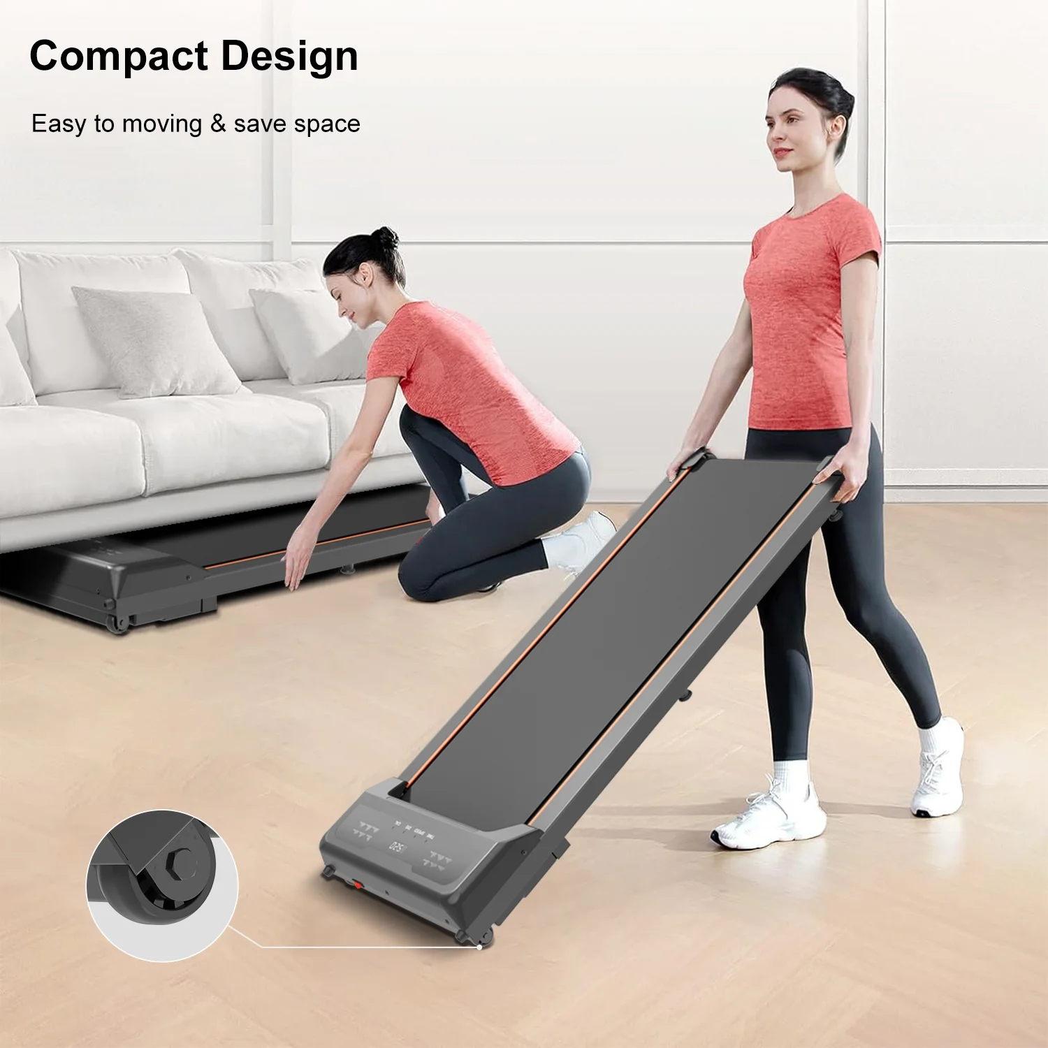 2.5HP Under Desk Electric Treadmill, MINI Waking Jogging Machine Installation-Free, Portable Walking Machine for Home, Office & Gym
