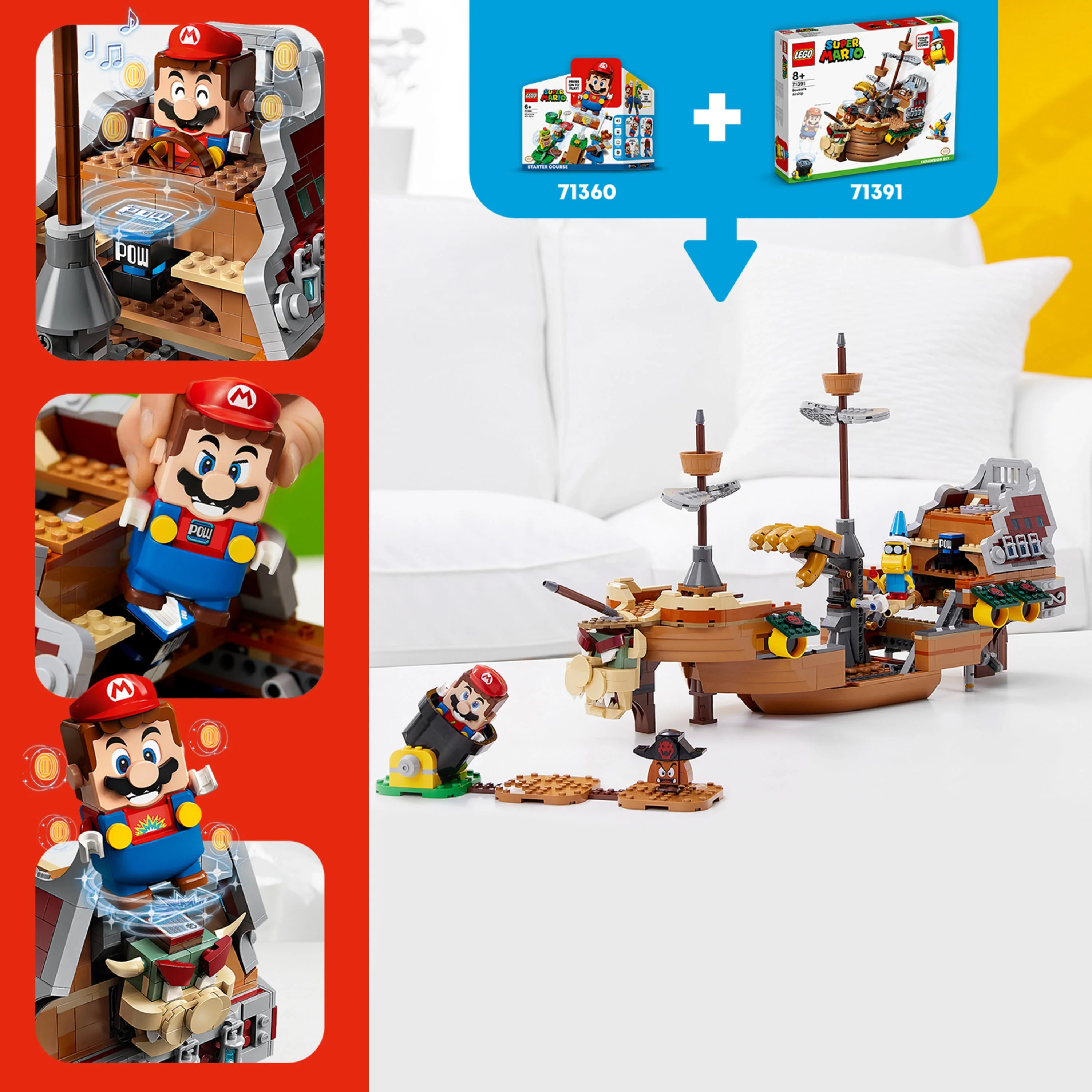 LEGO Super Mario Bowser's Airship Expansion Set 71391 Building Toy for Kids (1,152 Pieces)