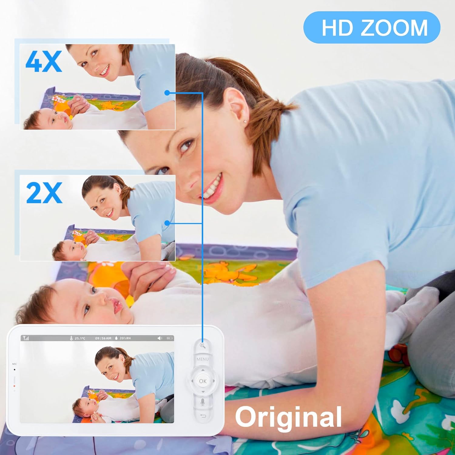 JeaTone WiFi Baby Monitor, 5 Wireless Baby Monitors with Camera and Audio, 1080p Camera and 720p Display, 2-Way Audio