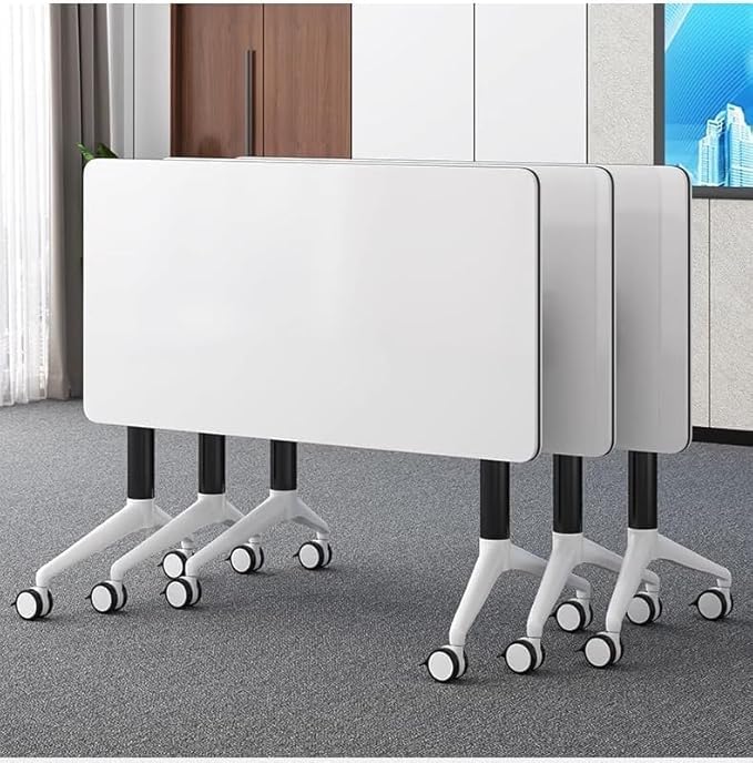 Conference Table Foldable Meeting Tables, Mobile Training Table with Wheels, Flip Top Rolling Seminar Meeting Table for Offices, Meeting Rooms