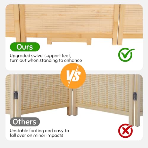Bamboo Room Divider Folding Privacy Screens, Wall Divider for Room Separation, Portable Room Partitions and Dividers