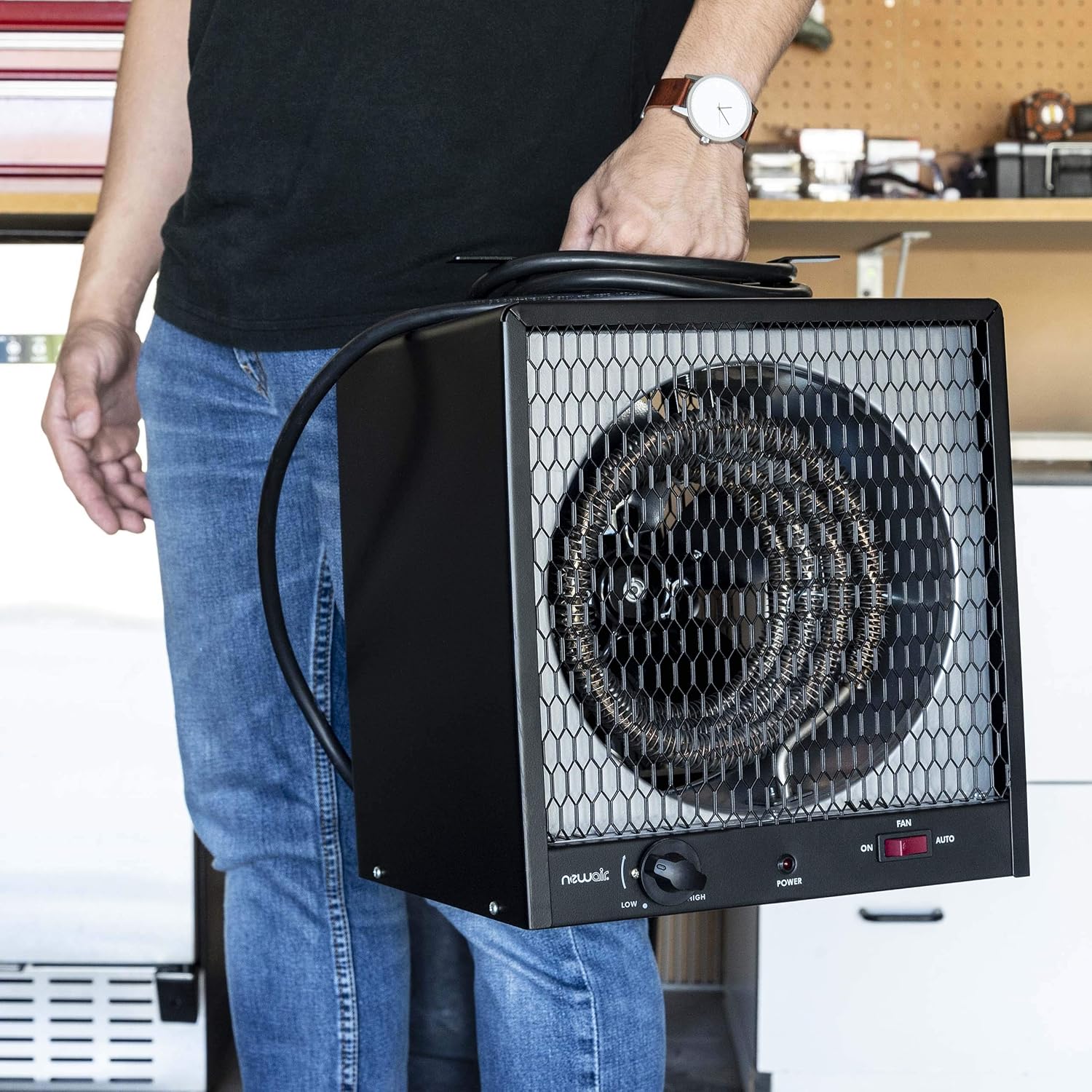 NewAir Portable Heater (240V) Portable Electric Garage Heater Heats Up to 600 sq. ft. with 6-Foot Cord Wrap and Carrying Handle | 5600 Watt Portable