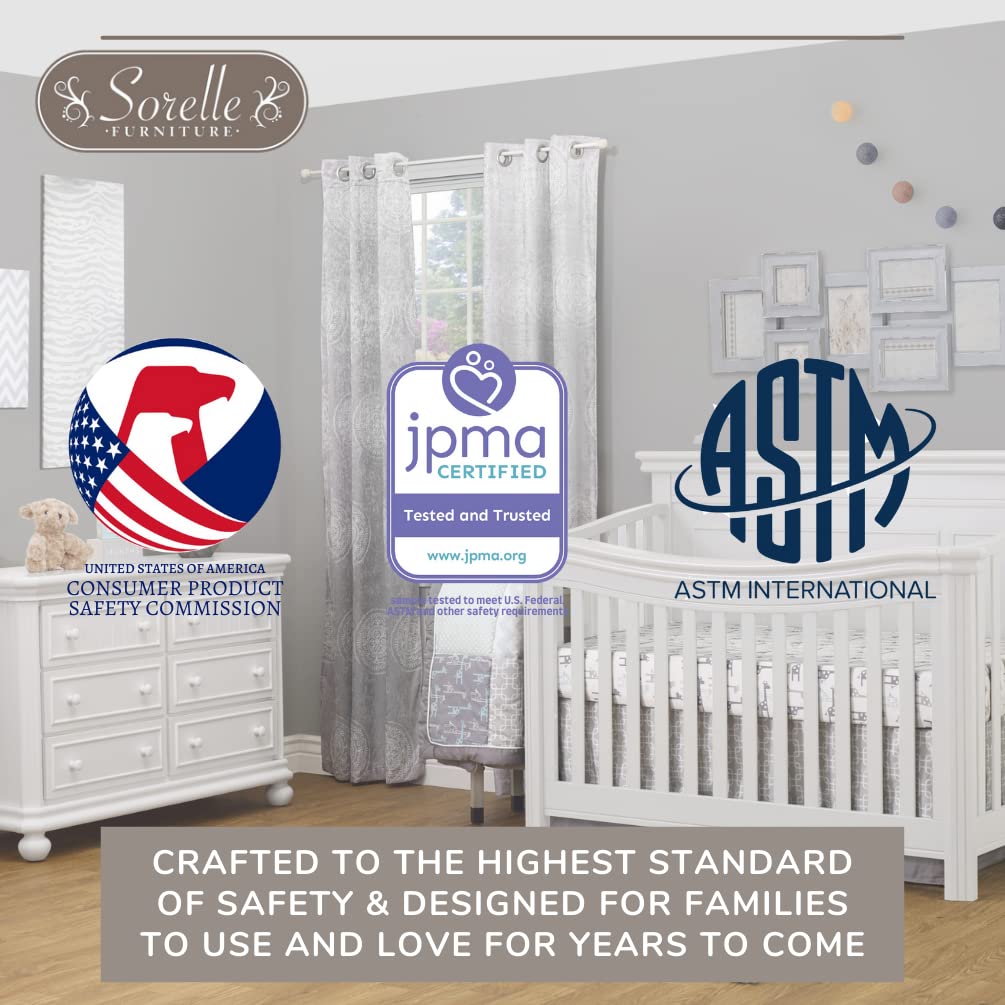 Sorelle Furniture Farmhouse White Changing Table and Changing Pad, Dressing and Diaper Changing Table for Baby Room