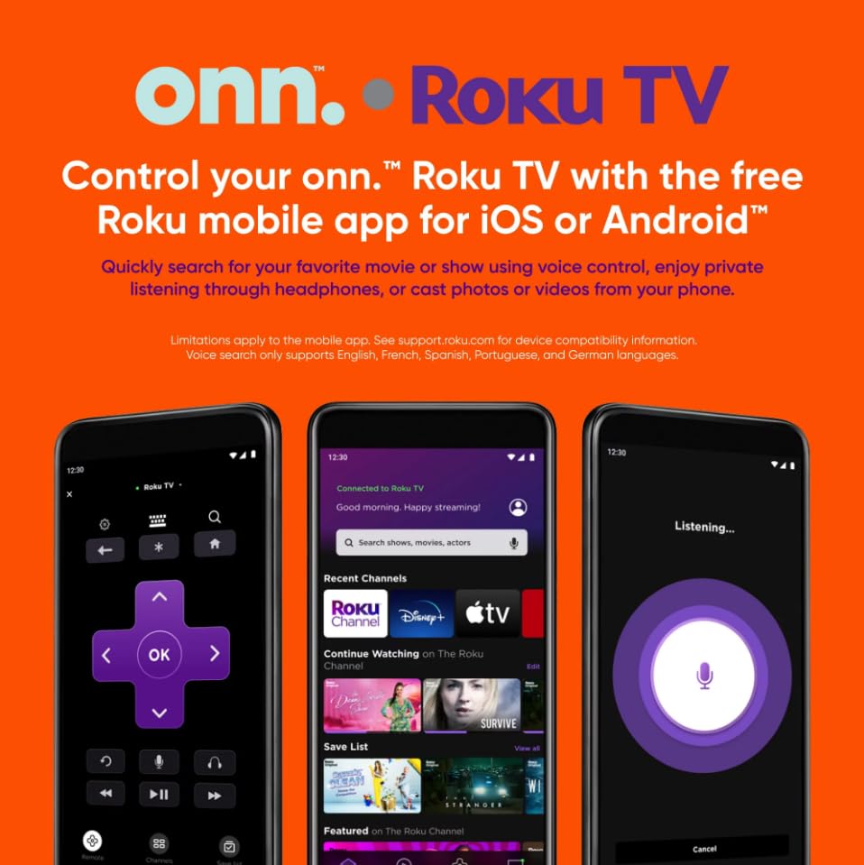 ONN 32-inch Roku Smart TV LED + Free Wall Mount with Wi-Fi Connectivity and Mobile App | Flat Screen TV Compatible with Apple Home Kit | Alexa and