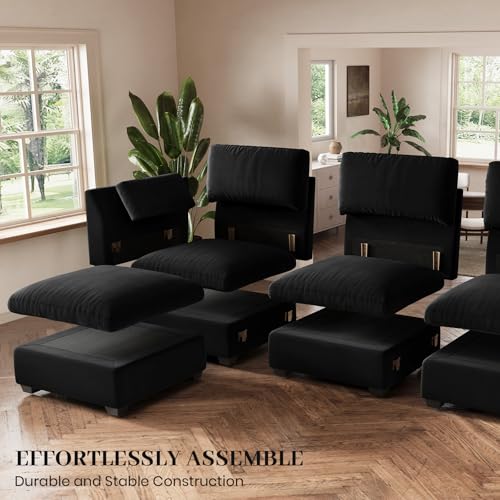 Belffin Extra Large Modular Sectional Sofa,106.3" 4-Seater L Shaped Couch,Velvet Convertible Sectional Couches for Living Room