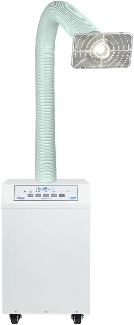 Source Capture System for Nail Salons - IMC Compliant - White - Single Inlet - Rectangle Hood - With LED Lighting