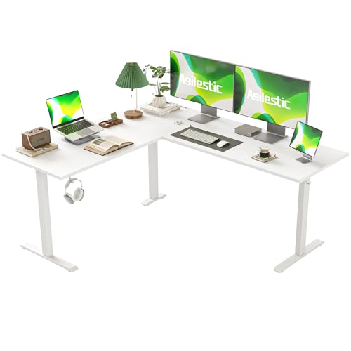 Agilestic L Shaped Electric Standing Desk with 2 Drawers, 63 Inch Ergonomic Adjustable Height Desk with Storage