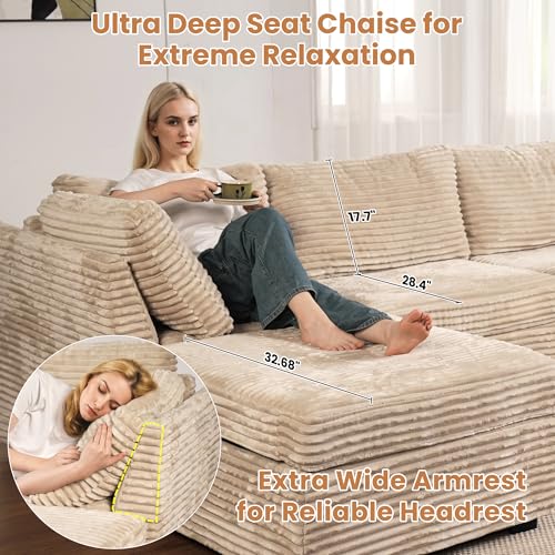 ovios 130.7" Modular Sectional Sofa Couch, U-Shaped Cloud Couches with 2 Ottomans Chaise