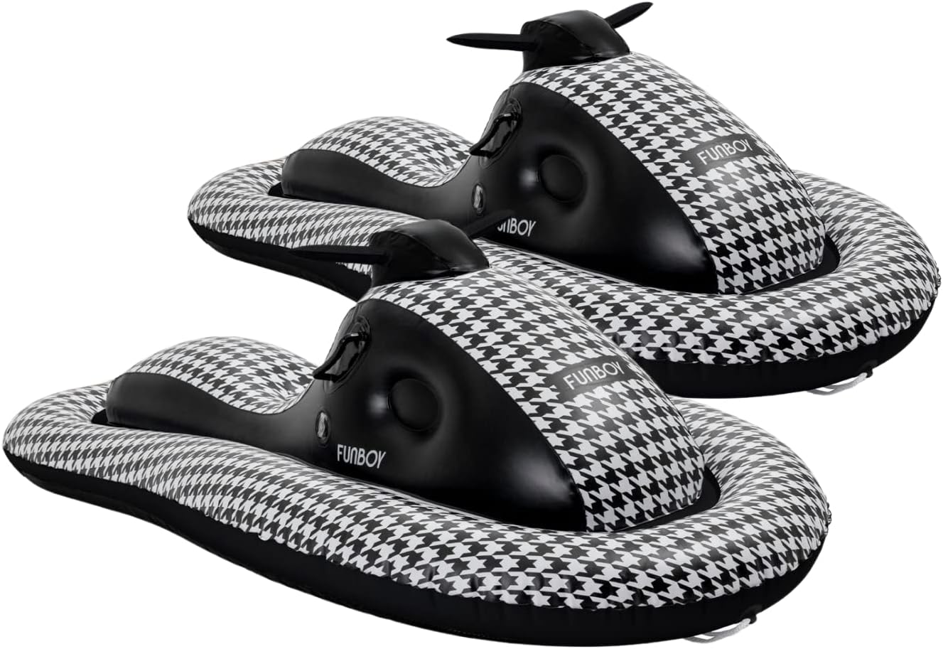FUNBOY Giant Inflatable Luxury Midnight Black Snowmobile Snow Sled, Winter Snow Sled, Perfect for Holiday Adventures, Bundle, Pack of 2 Snowmobiles