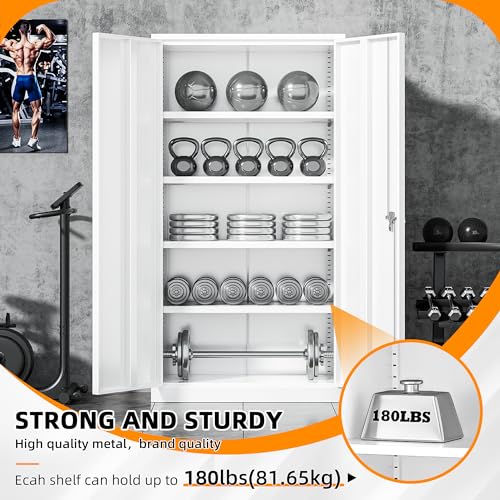 INTERGREAT Metal Storage Cabinets 72” Black Garage Steel Storage Cabinet with Doors and Shelves, Metal Tool Cabinet