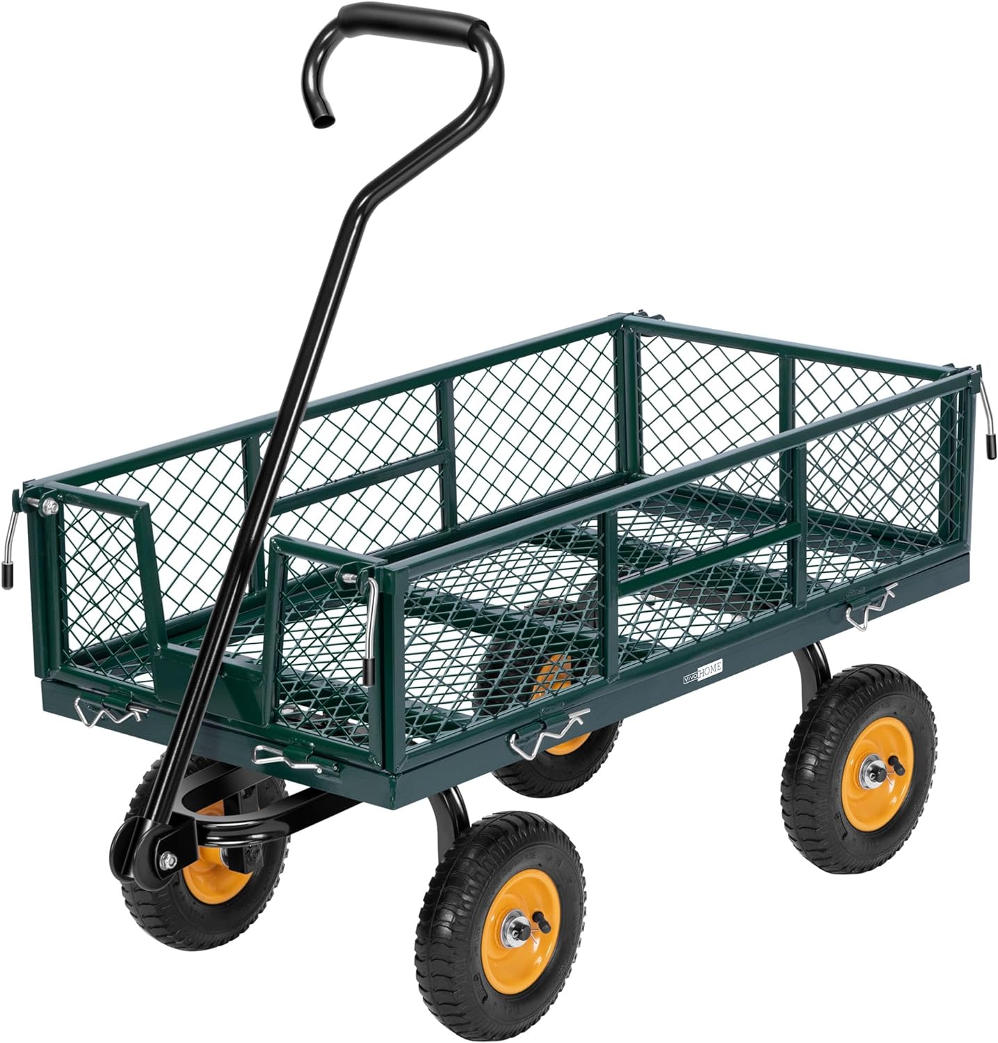 VIVOHOME Heavy Duty 880 Lbs Capacity Mesh Steel Garden Cart with Removable Sides and 4.10/3.50-4 inch Wheels (Black) and Heavy Duty 550 Lbs Capacity
