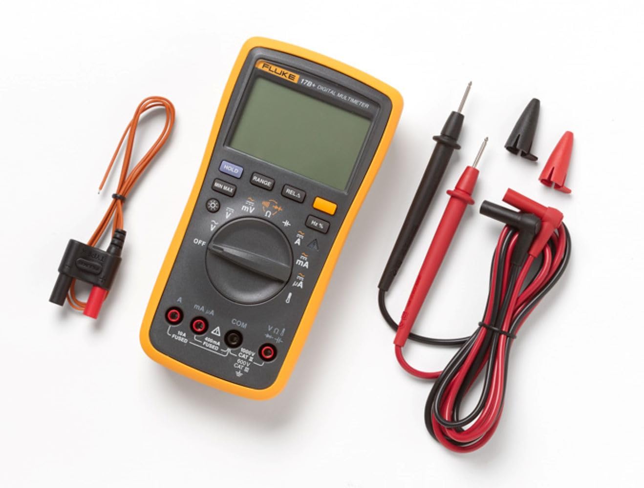 Fluke 17B+ Digital Multimeter, for Electrical Applications, Measures AC/DC Voltage 100V, Current Measurements to 10A, Resistance, Continuity, Diode