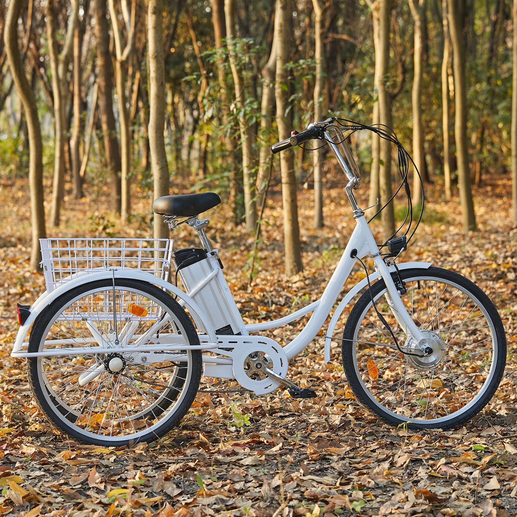 VIRIBUS 24 Inch Electric Trike Bike for Adults 36V 3 Wheel Electric Bicycle for Women Men, Black