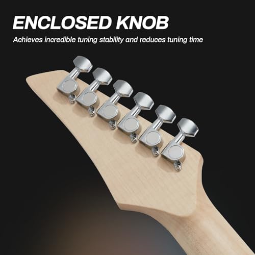 AODSK Electric Guitar with Amp Beginner Kit 39 Inch Solid Body Full Size,All Accessories,Digital Tuner,Six Strings,Four Picks,Tremolo Bar,Strap