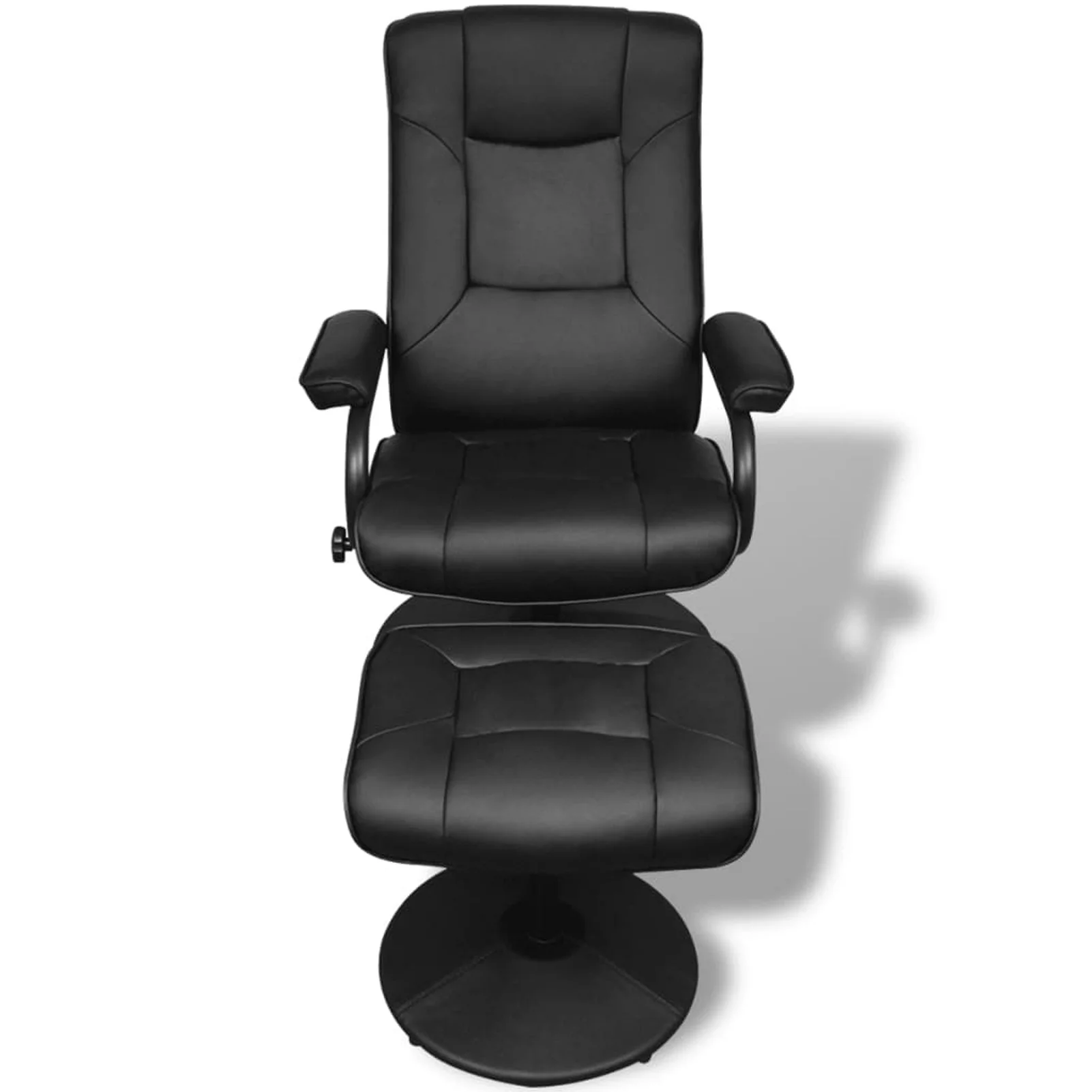 Tomshoo Swivel Recliner with Ottoman Black Faux Leather